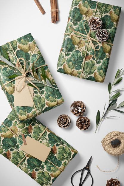 Farmers Market Wrapping Paper Roll Rustic Farmhouse Kale Leafy Greens Illustration Eco Friendly Country Kitchen Gift Wrap #74