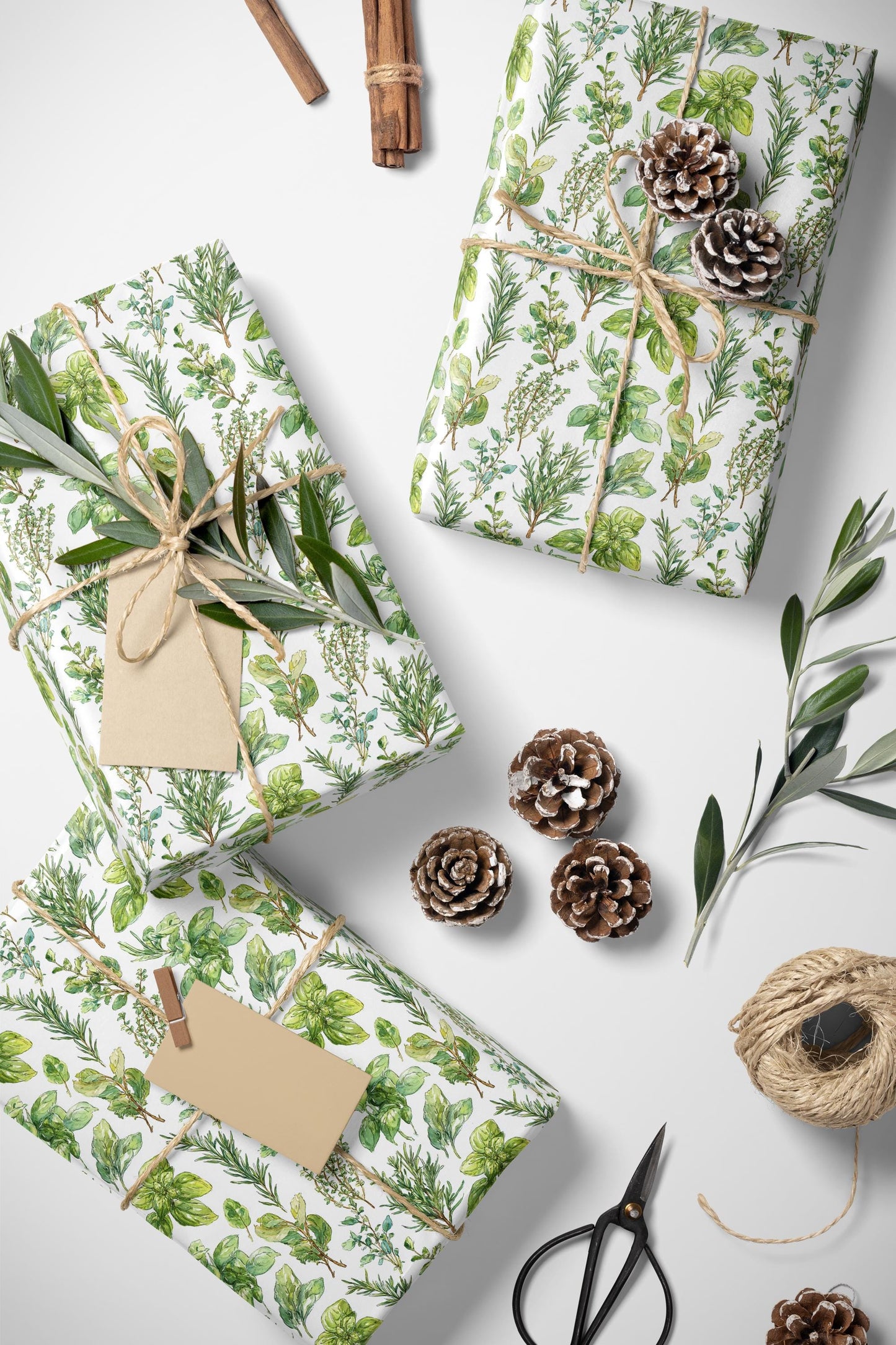 Farmers Market Wrapping Paper Roll Farm Fresh Herbs Rustic Kitchen Basil Parsley Thyme Eco Friendly Farmhouse Gift Wrap #54
