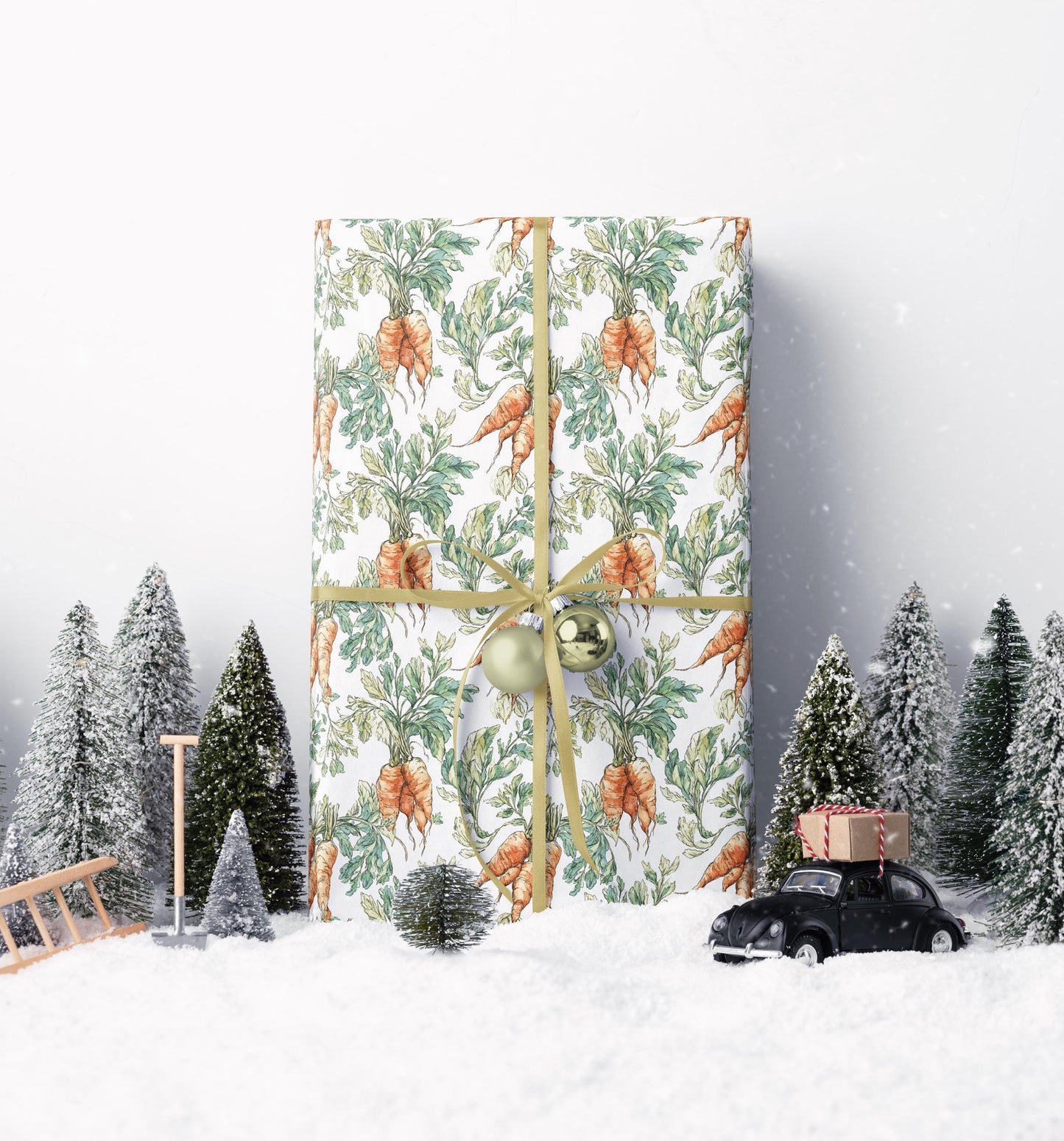 Farmers Market Wrapping Paper Roll Farmhouse Rustic Carrots Illustration Organic Eco Country Kitchen Vegetables Gift Wrap #59