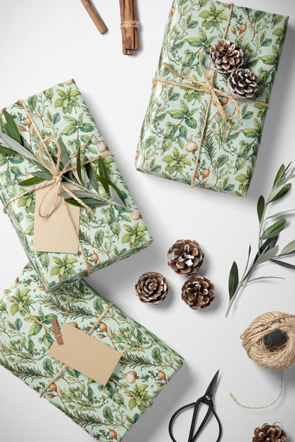 Farmers Market Wrapping Paper Roll Eco Rustic Herbs Design Farmhouse Kitchen Basil Parsley Thyme Organic Gift Wrap #56