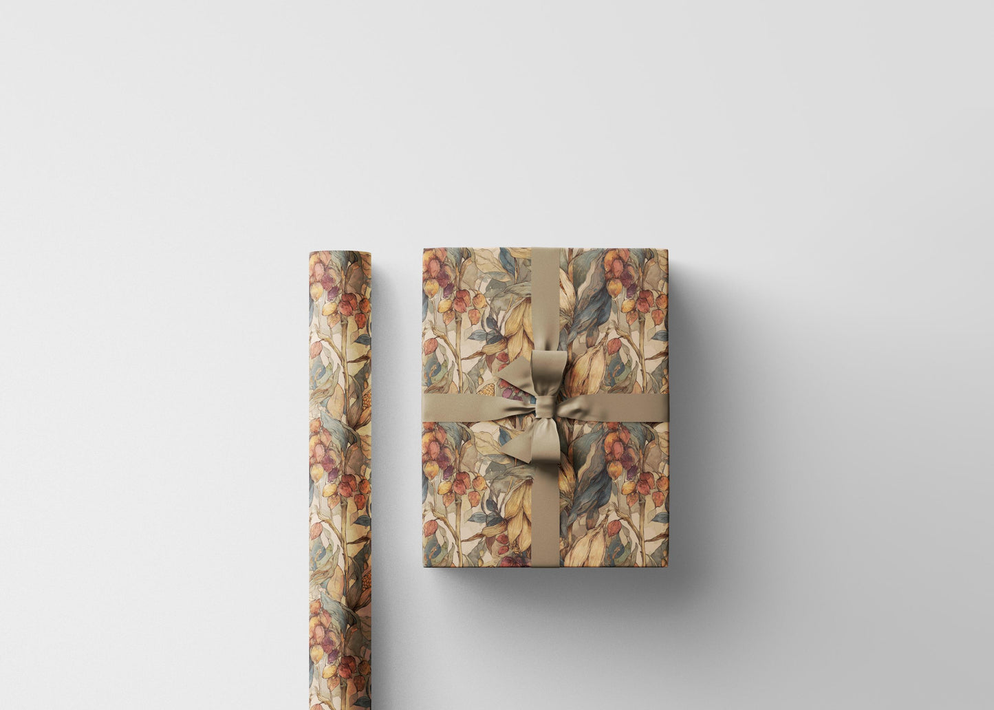 Farmers Market Wrapping Paper Roll Rustic Farmhouse Corn Illustration Eco Friendly Country Kitchen Organic Gift Wrap #70