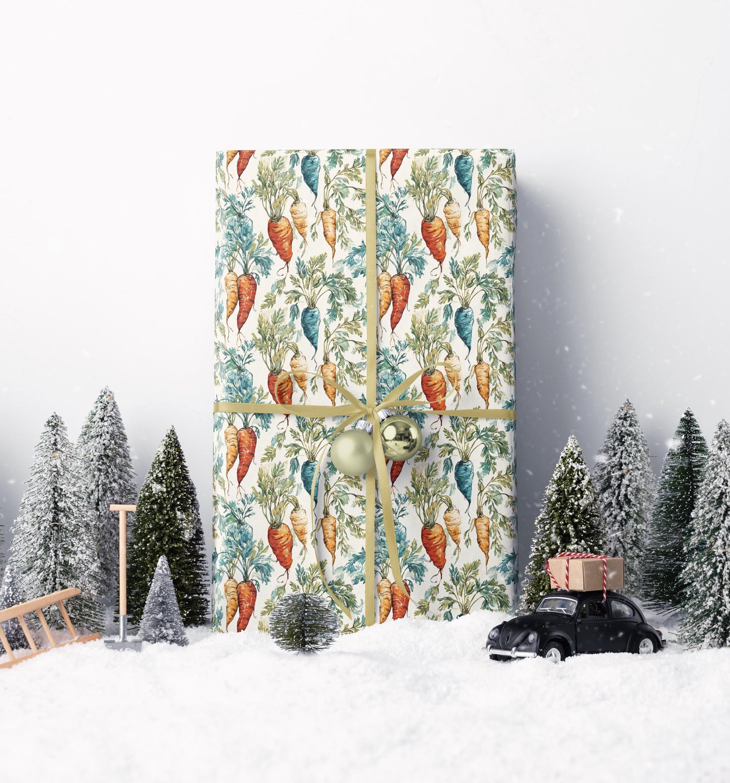 Farmers Market Wrapping Paper Roll Rustic Eco Carrots Design Farmhouse Country Kitchen Organic Farm Fresh Veggie Gift Wrap #61