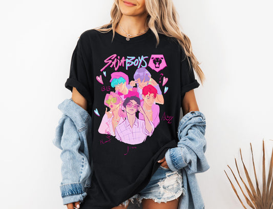 Saja Boys Boy Band Shirt, Kpop Demon Hunters Movie Shirt, Bootleg Retro Movie Shirt, Demon Hunters Merch Shirt, Kpop Saja Boys Shirt