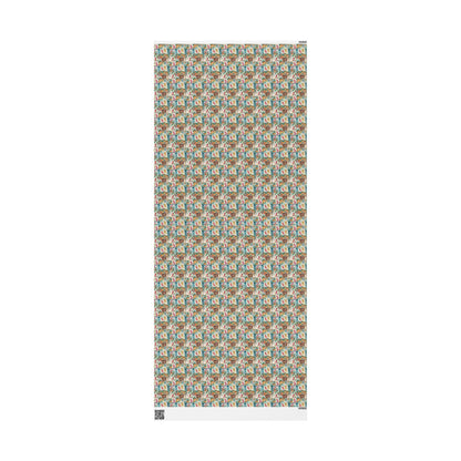 Vintage Christmas Wrapping Paper Roll, Holiday Gift Wrap with Retro Design, Custom Printed Paper #19