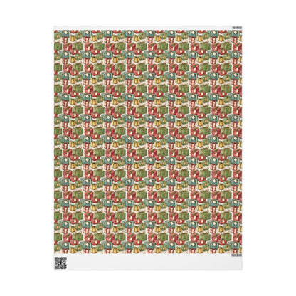 Retro Christmas Wrapping Paper Roll, Custom Vintage Style Holiday Wrap, Nordic Christmas Gift Design #27