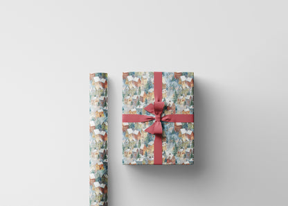 Vintage Christmas village Wrapping Paper Roll, Custom Holiday Gift Wrap, Retro Style Christmas Packaging Idea #8