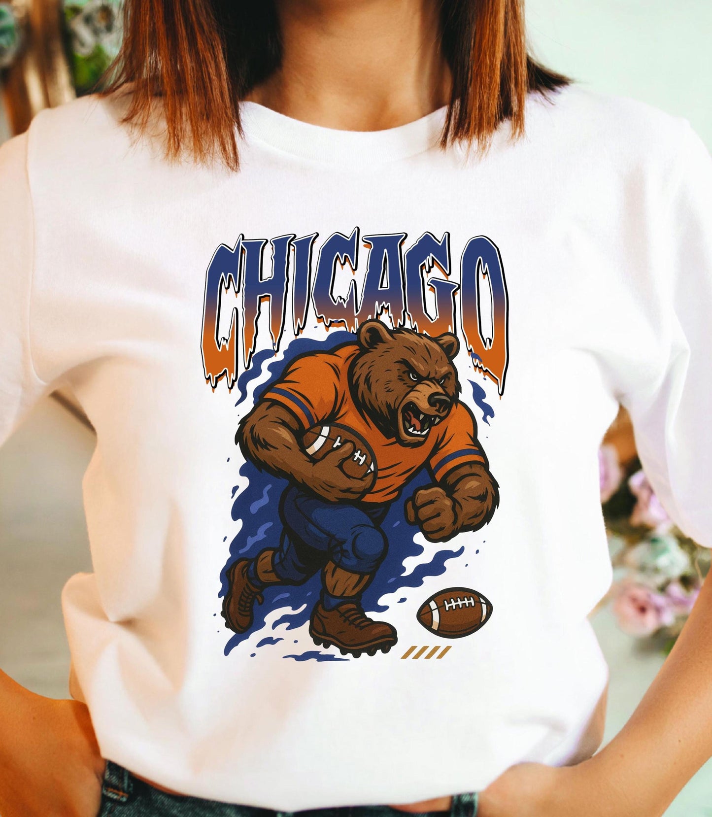 Graphic Chicago Mascot Football Sweatshirt, Game Day Gift Shirt, Chicago Football Fan Tee, Retro Chicago Team Shirt, Sport Mascot Gifts