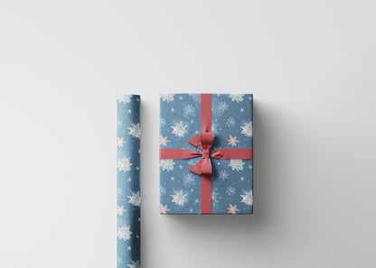 Retro Christmas Wrapping Paper Roll, Vintage Style Blue Christmas Gift Wrap, Custom Nordic Christmas Packaging #18