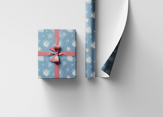 Retro Christmas Wrapping Paper Roll, Vintage Style Blue Christmas Gift Wrap, Custom Nordic Christmas Packaging #18