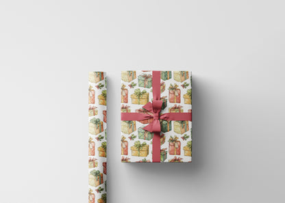 Vintage Christmas Wrapping Paper Roll, Custom Retro Holiday Gift Wrap with Swedish-Inspired Print #26