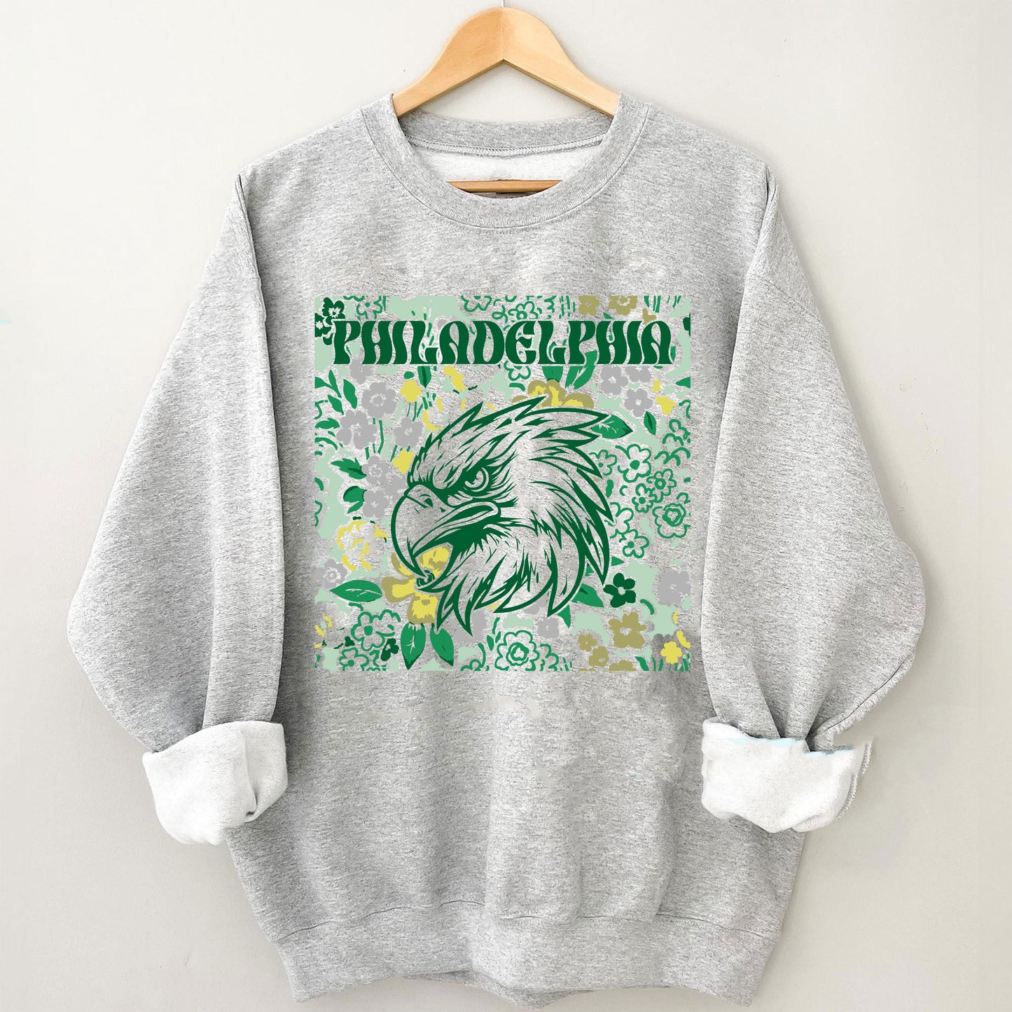 Philadelphia Team Mascot Shirt, Floral Spirit Mascot Sweatshirt, Game Day Tee, Abstract Flower Football Sports Shirt, Cheerleader Gift Shirt