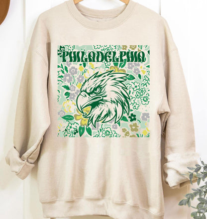 Philadelphia Team Mascot Shirt, Floral Spirit Mascot Sweatshirt, Game Day Tee, Abstract Flower Football Sports Shirt, Cheerleader Gift Shirt