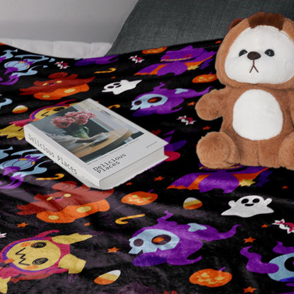 Mewtwo and Eevee Blanket, Kawaii Fleece Blanket, Cozy Baby Blanket, Space Throw Blanket, Cotton Fleece Bedding Decor, Mewtwo Blanket Gifts