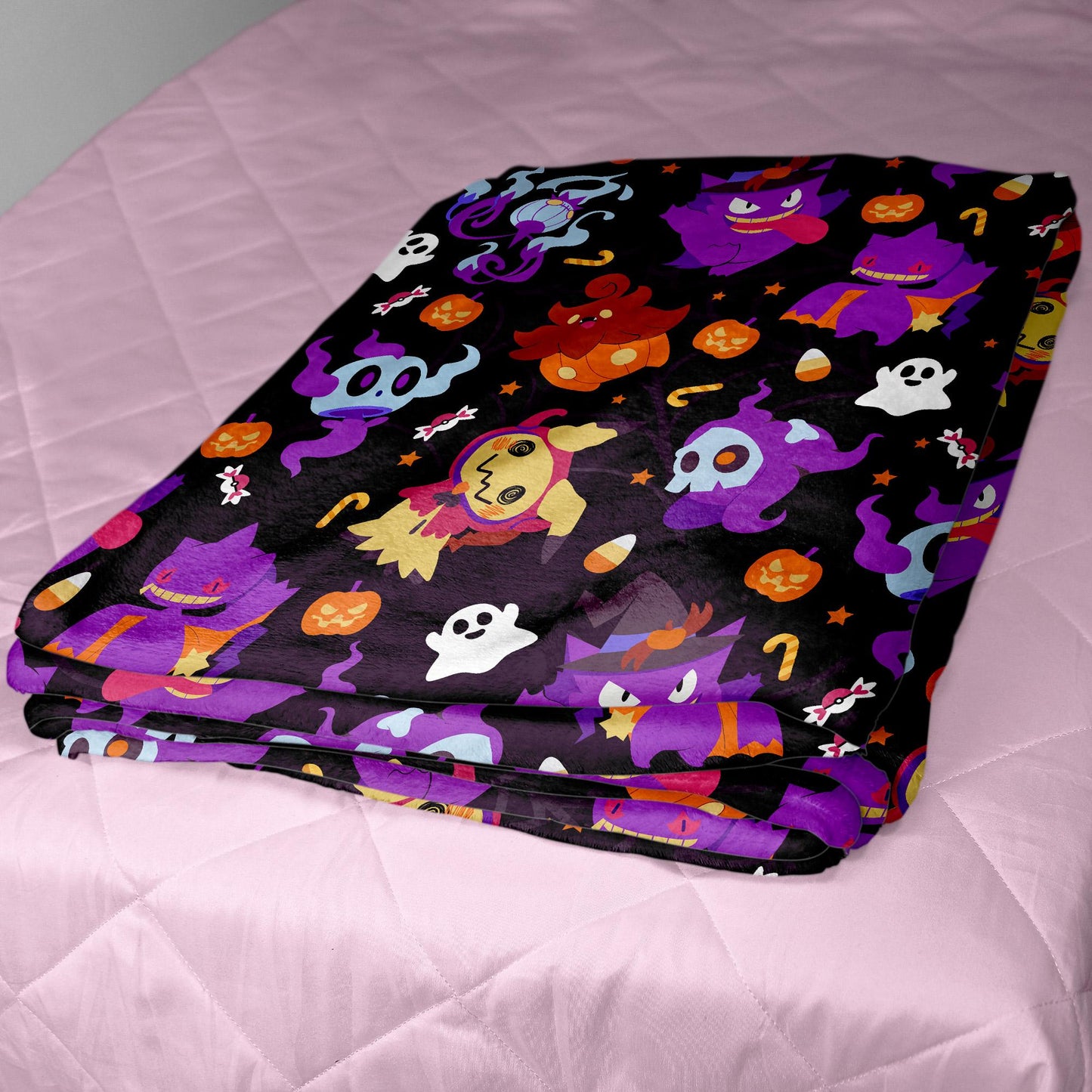 Mewtwo and Eevee Blanket, Kawaii Fleece Blanket, Cozy Baby Blanket, Space Throw Blanket, Cotton Fleece Bedding Decor, Mewtwo Blanket Gifts