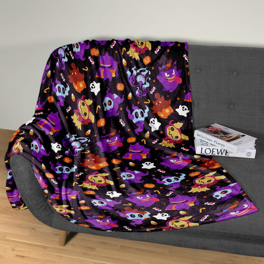 Mewtwo and Eevee Blanket, Kawaii Fleece Blanket, Cozy Baby Blanket, Space Throw Blanket, Cotton Fleece Bedding Decor, Mewtwo Blanket Gifts