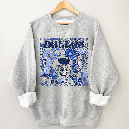 Dallas Team Mascot Shirt, Floral Spirit Mascot Sweatshirt, Game Day Tee, Abstract Flower Football Sports Shirt, Cheerleader Gift Shirt