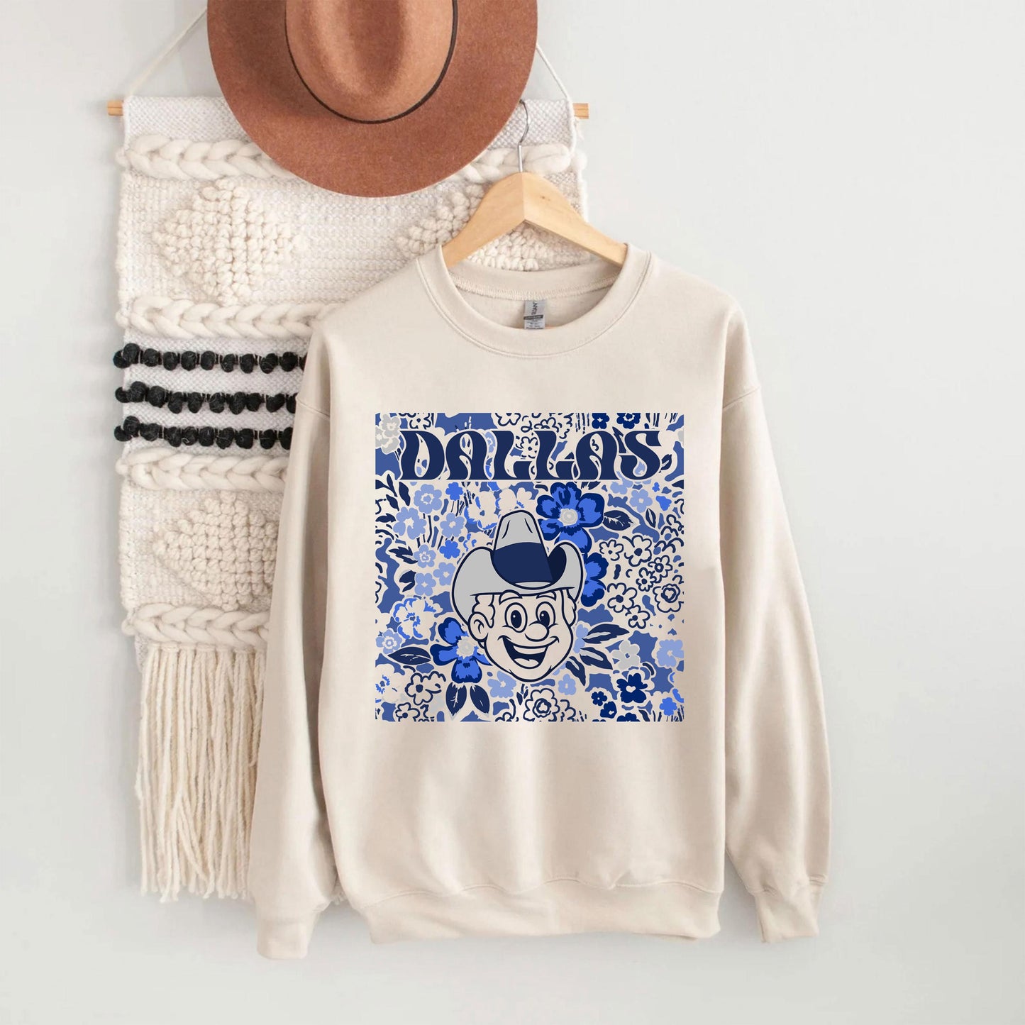 Dallas Team Mascot Shirt, Floral Spirit Mascot Sweatshirt, Game Day Tee, Abstract Flower Football Sports Shirt, Cheerleader Gift Shirt