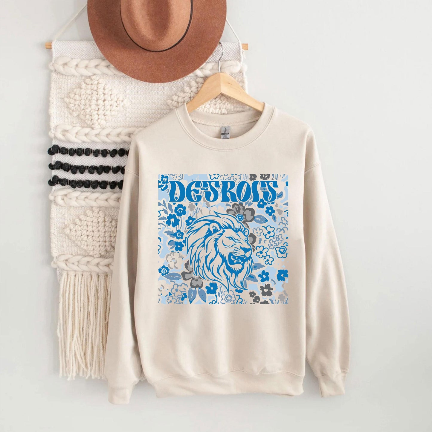 Detroit Team Mascot Shirt, Floral Spirit Mascot Sweatshirt, Game Day Tee, Abstract Flower Football Sports Shirt, Cheerleader Gift Shirt