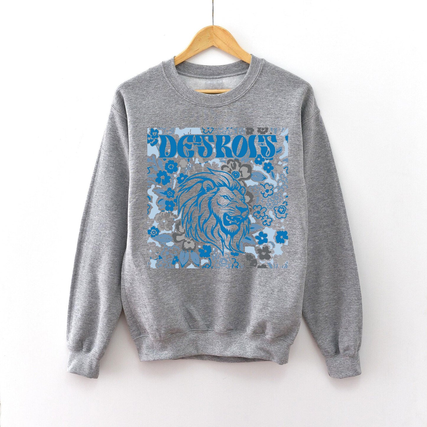 Detroit Team Mascot Shirt, Floral Spirit Mascot Sweatshirt, Game Day Tee, Abstract Flower Football Sports Shirt, Cheerleader Gift Shirt