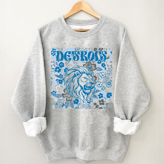 Detroit Team Mascot Shirt, Floral Spirit Mascot Sweatshirt, Game Day Tee, Abstract Flower Football Sports Shirt, Cheerleader Gift Shirt