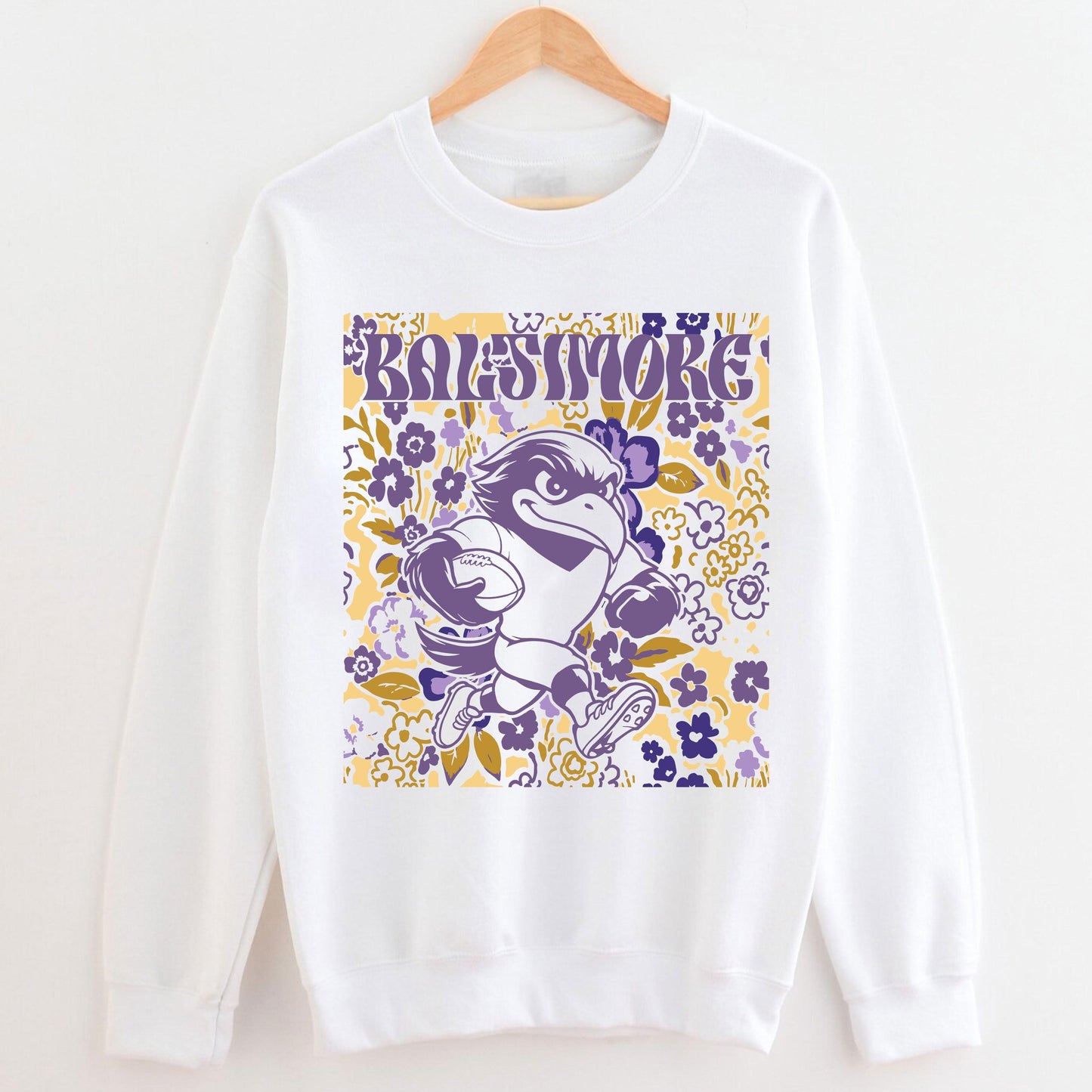 Baltimore Team Mascot Shirt, Floral Spirit Mascot Sweatshirt, Game Day Tee, Abstract Flower Football Sports Shirt, Cheerleader Gift Shirt