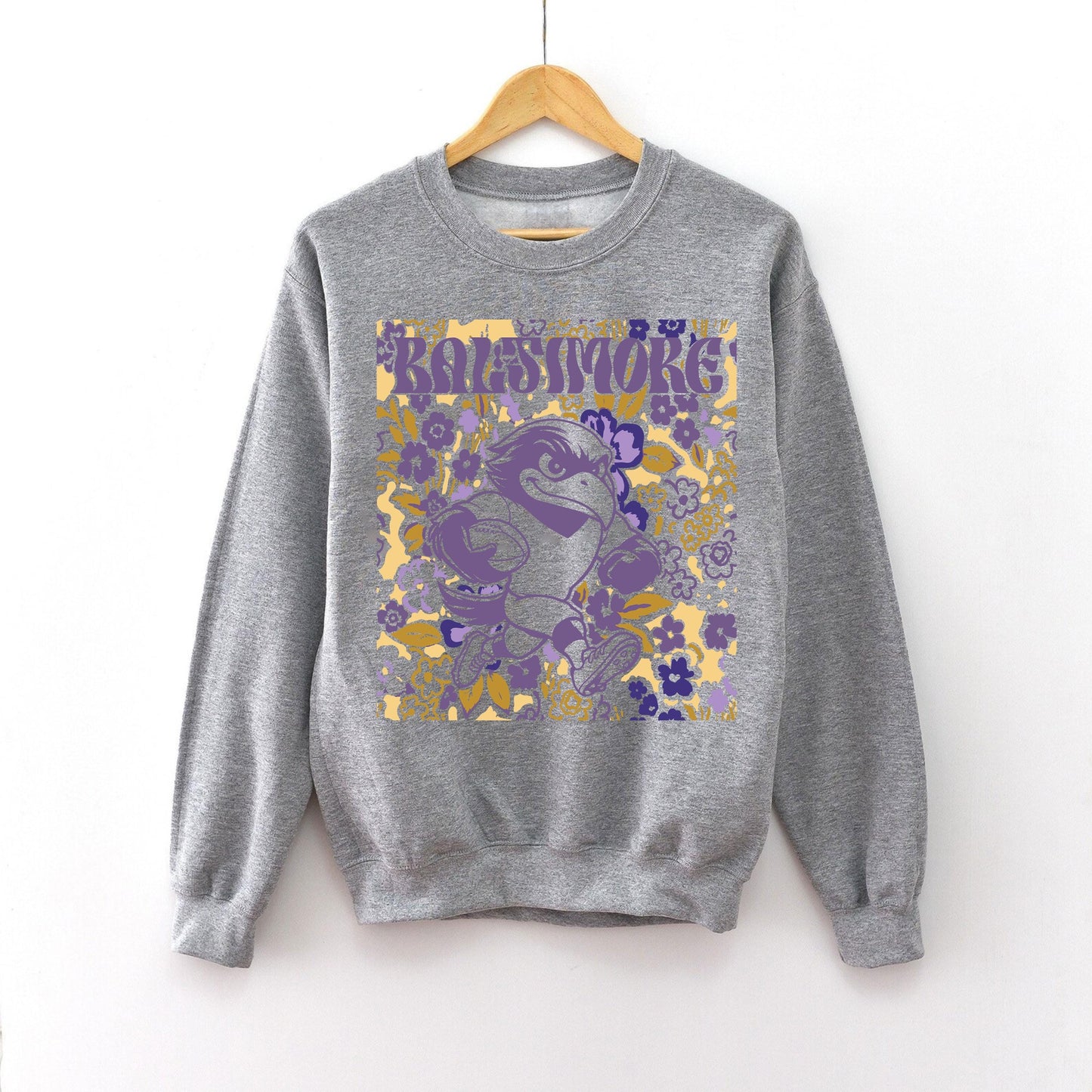 Baltimore Team Mascot Shirt, Floral Spirit Mascot Sweatshirt, Game Day Tee, Abstract Flower Football Sports Shirt, Cheerleader Gift Shirt