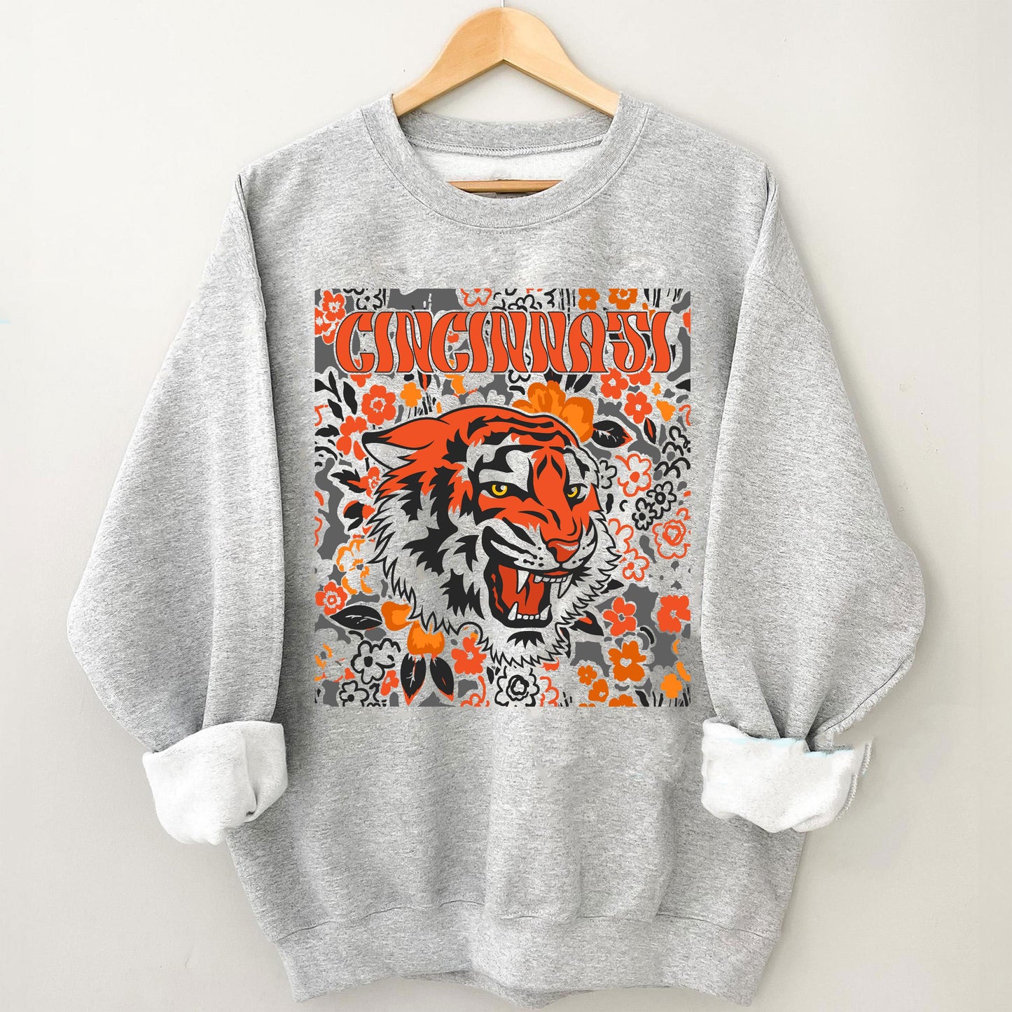 Cincinnati Team Mascot Shirt, Floral Spirit Mascot Sweatshirt, Game Day Tee, Abstract Flower Football Sports Shirt, Cheerleader Gift Shirt