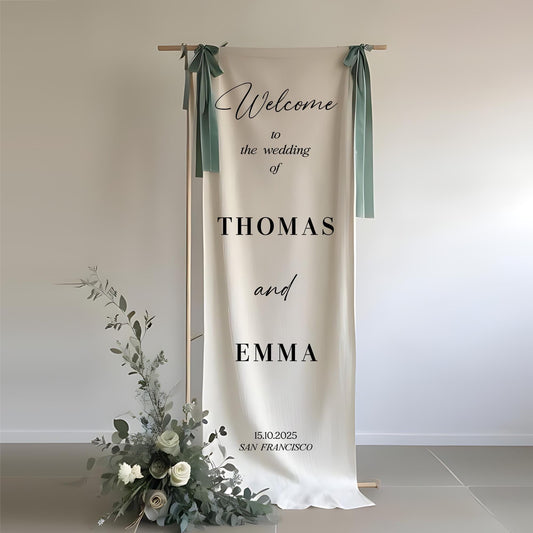 Personalized Wedding Welcome Sign, Wedding Banner, Elegant Ceremony Decor, Modern Reception Entrance Decoration, Wedding Entrance Decor