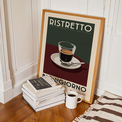 Ristretto Coffee Poster, Kitchen Coffee Bar Art Print, Coffee Bar Sign | Vintage Coffee Poster | Coffee Gift for Coffee Lover