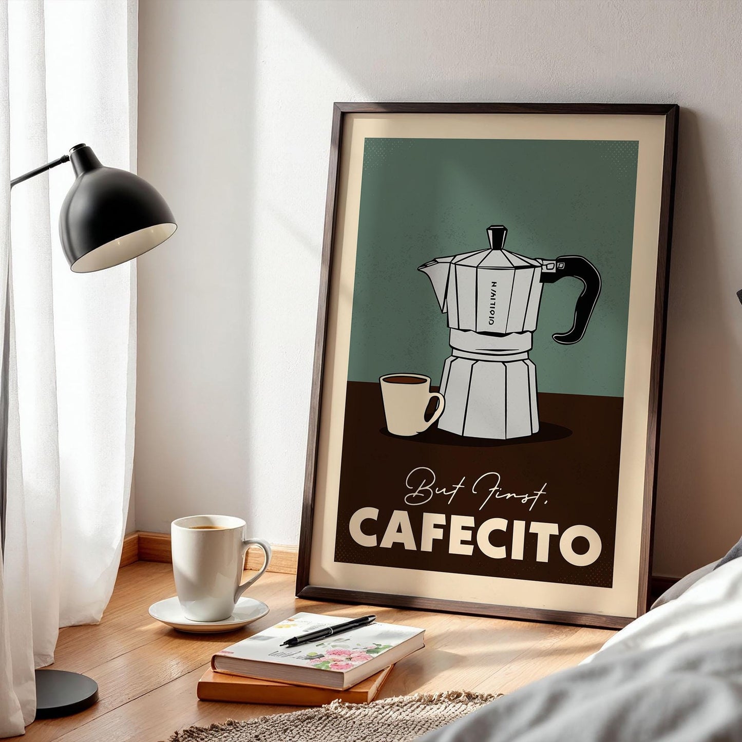 But First Cafecito Spanish Coffee Poster, Coffee Bar Art Print, Kitchen Wall Art | Vintage Coffee Poster | Coffee Gift for Coffee Lover