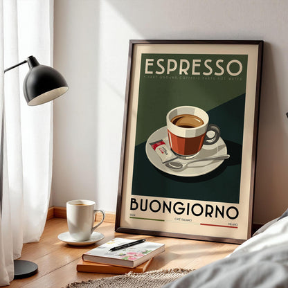 Espresso Coffee Poster, Kitchen Coffee Bar Art Print, Coffee Bar Sign | Vintage Coffee Poster | Coffee Gift for Coffee Lover