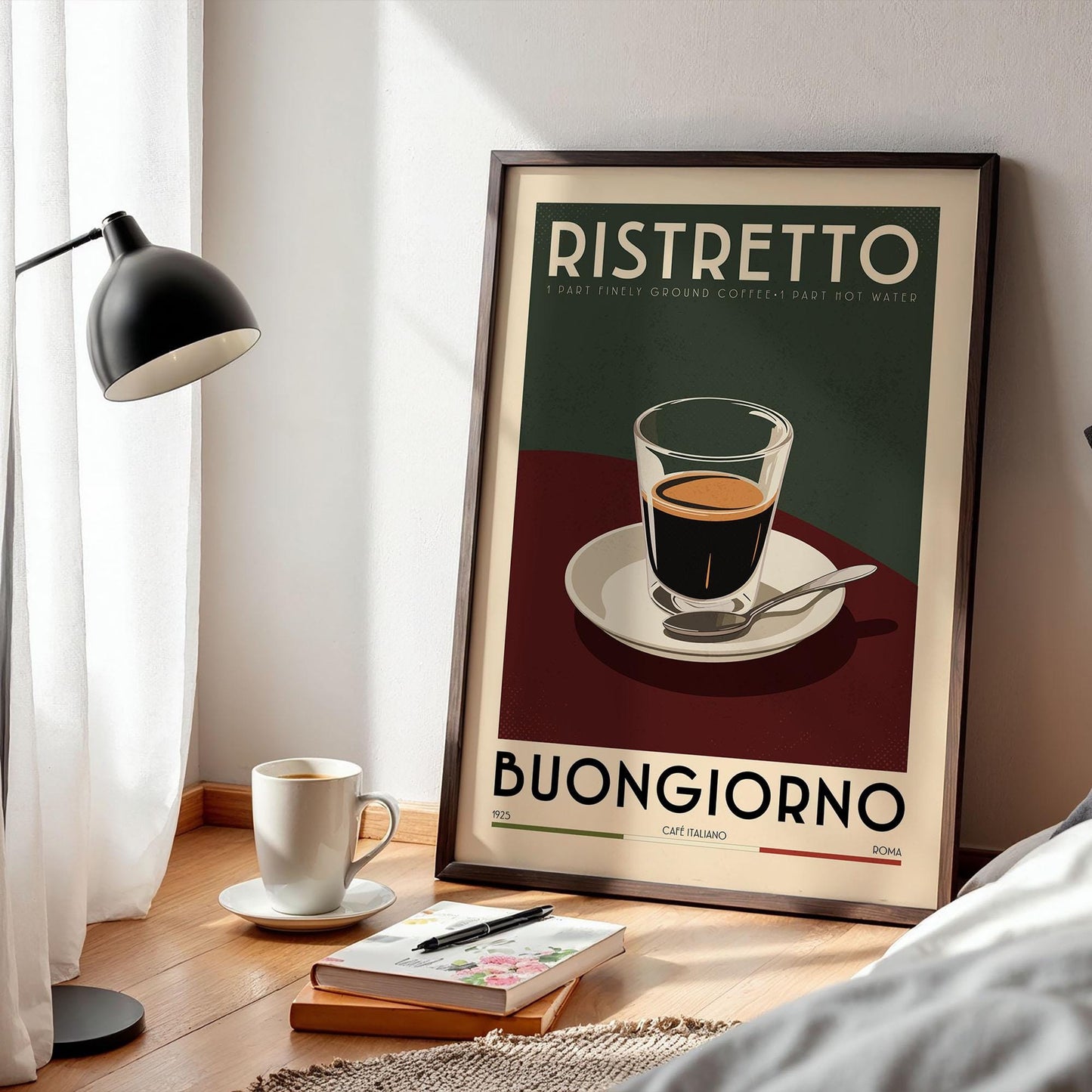 Ristretto Coffee Poster, Kitchen Coffee Bar Art Print, Coffee Bar Sign | Vintage Coffee Poster | Coffee Gift for Coffee Lover
