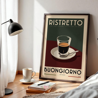 Ristretto Coffee Poster, Kitchen Coffee Bar Art Print, Coffee Bar Sign | Vintage Coffee Poster | Coffee Gift for Coffee Lover