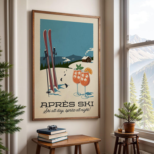 Apres Ski Poster, Retro Apres Ski Print | Vintage Ski Poster | Apres Ski Wall Art for Ski Lodge Decor