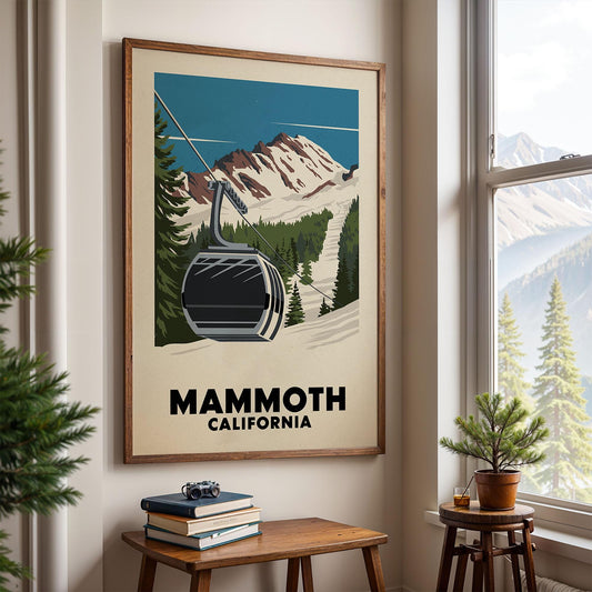 Mammoth California Ski Poster, Ski Wall Art | Vintage Ski Poster | Gift for Skiers and Snowboarders