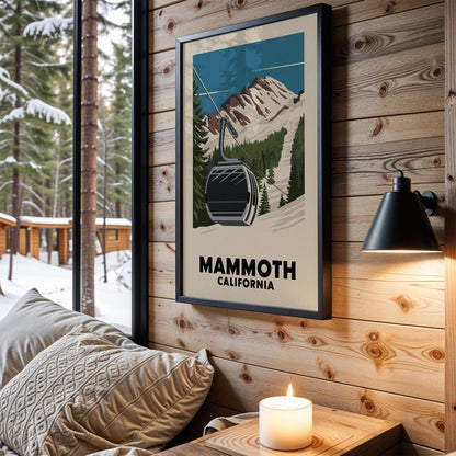 Mammoth California Ski Poster, Ski Wall Art | Vintage Ski Poster | Gift for Skiers and Snowboarders