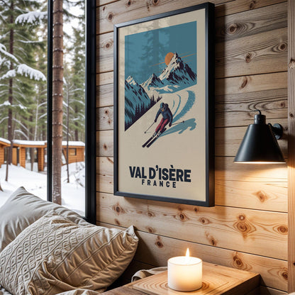 Val d’Isère France Ski Poster, Ski Wall Art | Vintage Ski Poster | Winter Sports Wall Art