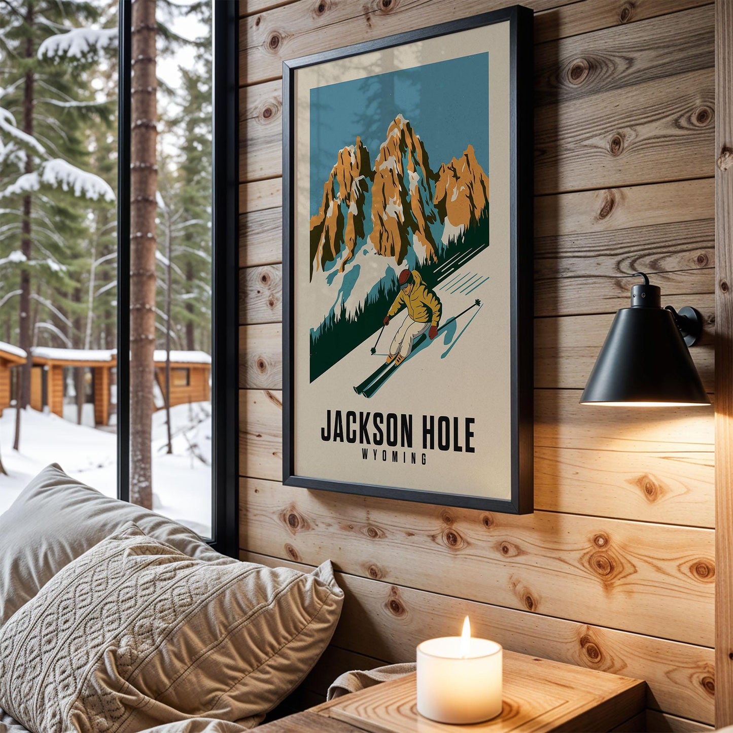 Jackson Hole Wyoming Ski Poster, Ski Print | Vintage Ski Poster | Gift for Snowboarders and Skiers