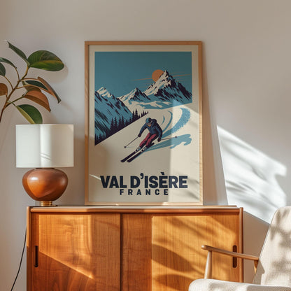 Val d’Isère France Ski Poster, Ski Wall Art | Vintage Ski Poster | Winter Sports Wall Art