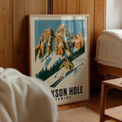 Jackson Hole Wyoming Ski Poster, Ski Print | Vintage Ski Poster | Gift for Snowboarders and Skiers