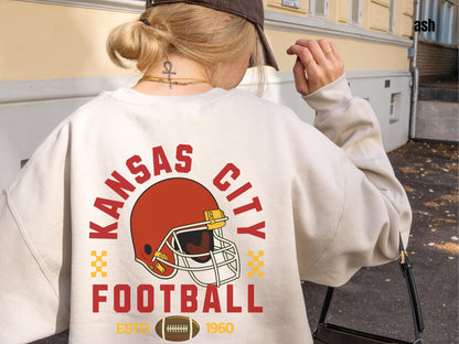 Kansas City Football Vintage Style Shirt, Kansas City Football Crewneck Sweatshirt, Football Shirt, Kansas City Fan Gifts