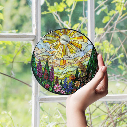 Vibrant Wildflower Meadow Stained Glass Suncatcher Window Hanging Gift for Mothers Day or Nature Lovers