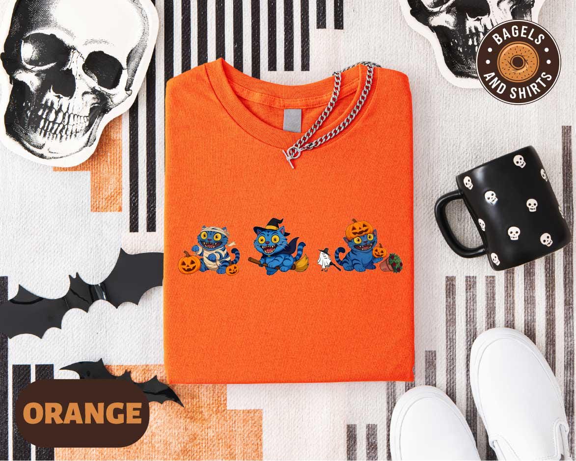 Halloween Hunter Tiger Kids Shirt, Pumpkin Derpy Tiger T-shirt, Spooky Demon Hunters Halloween Graphic Top, Kpop Demon Hunters Merch Shirt