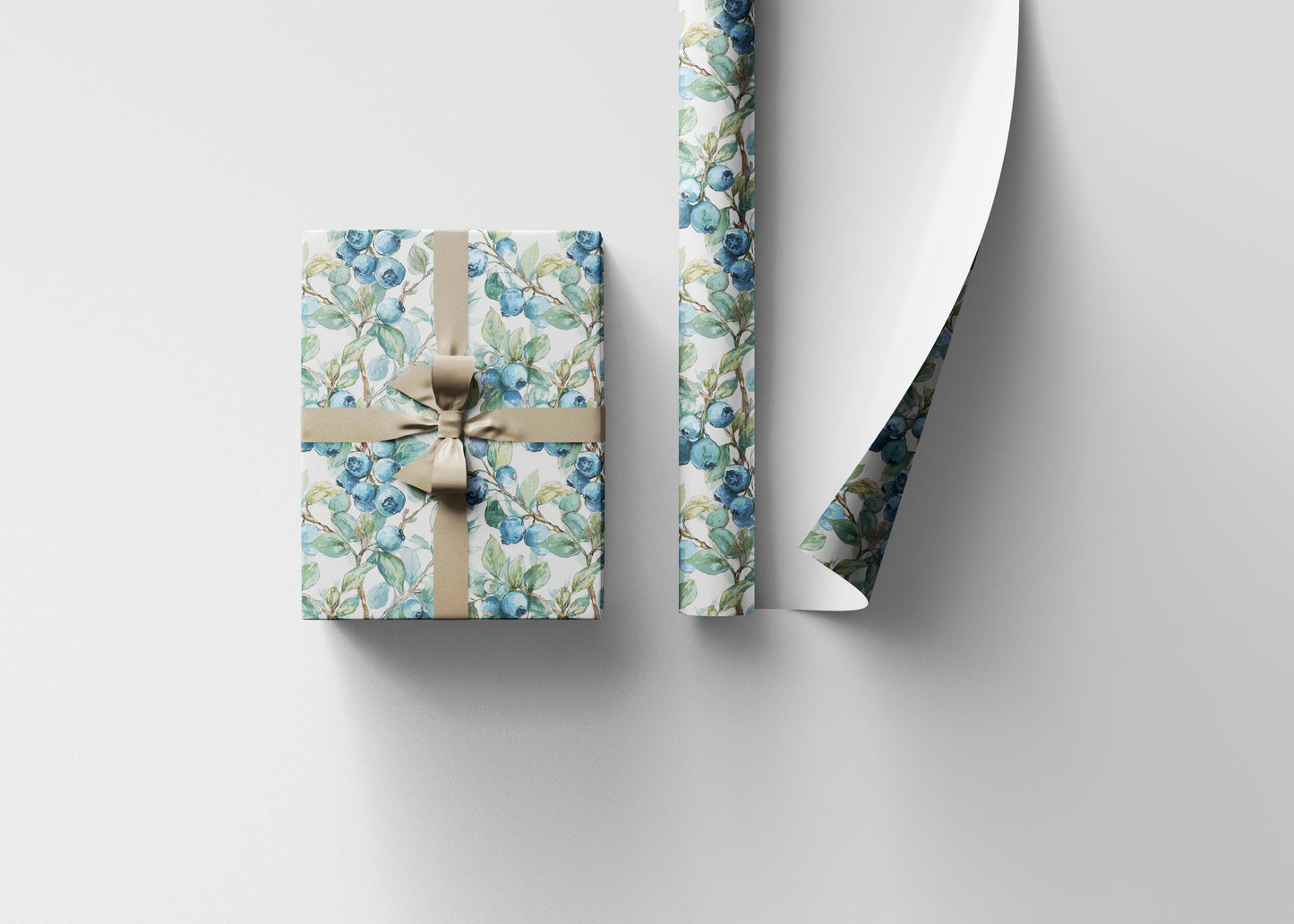 Farmers Market Wrapping Paper Roll Farm Fresh Blueberries Rustic Country Fruit Eco Friendly Farmhouse Kitchen Organic Gift Wrap #79