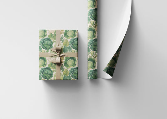 Farmers Market Wrapping Paper Roll Eco Rustic Leafy Greens Kale Design Farm Fresh Vegetables Farmhouse Country Gift Wrap #75