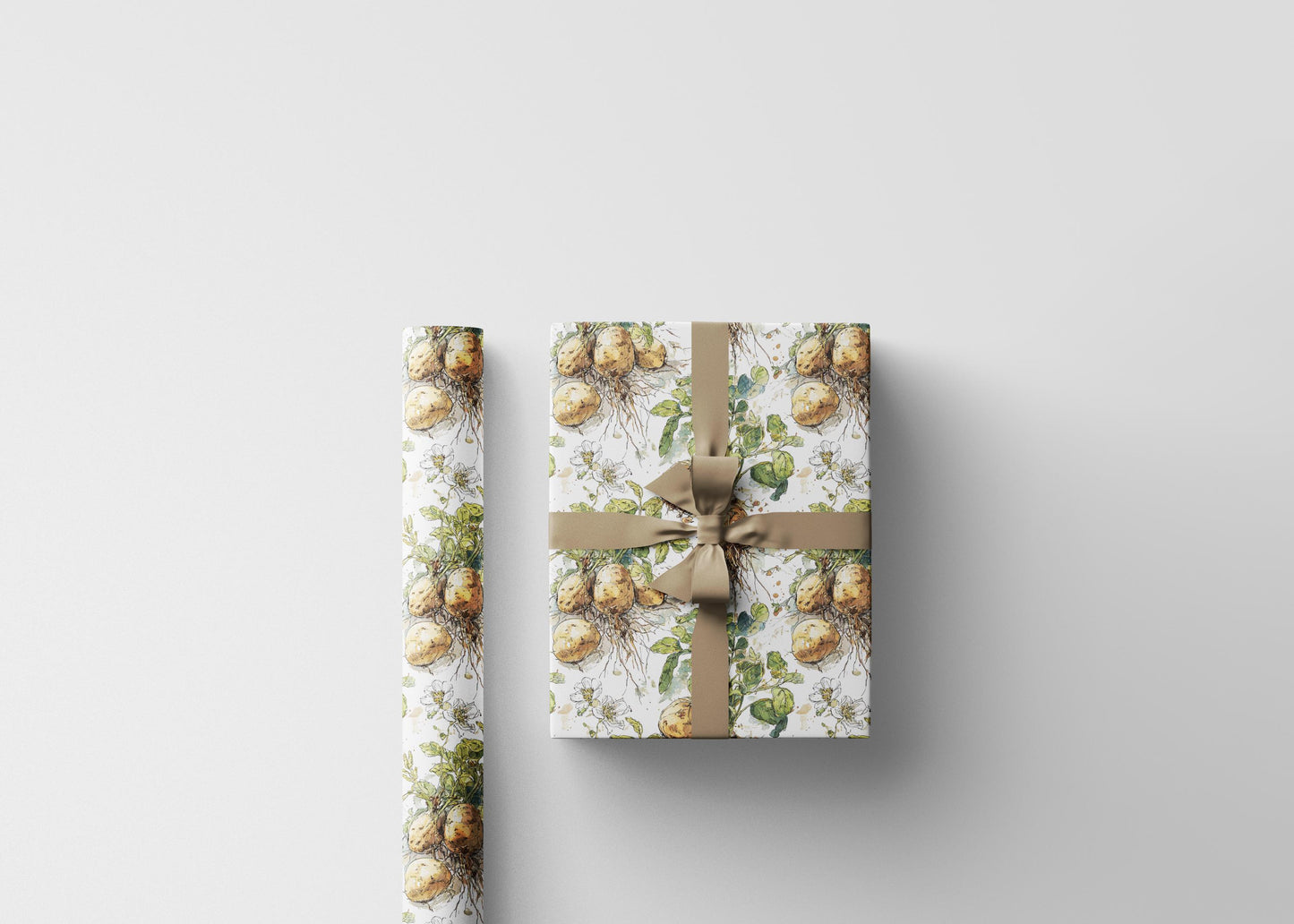 Farmers Market Wrapping Paper Roll Eco Rustic Potatoes Design Farm Fresh Vegetables Farmhouse Country Kitchen Gift Wrap #92