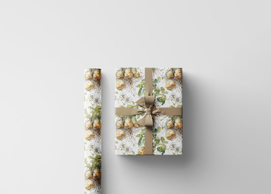Farmers Market Wrapping Paper Roll Eco Rustic Potatoes Design Farm Fresh Vegetables Farmhouse Country Kitchen Gift Wrap #92