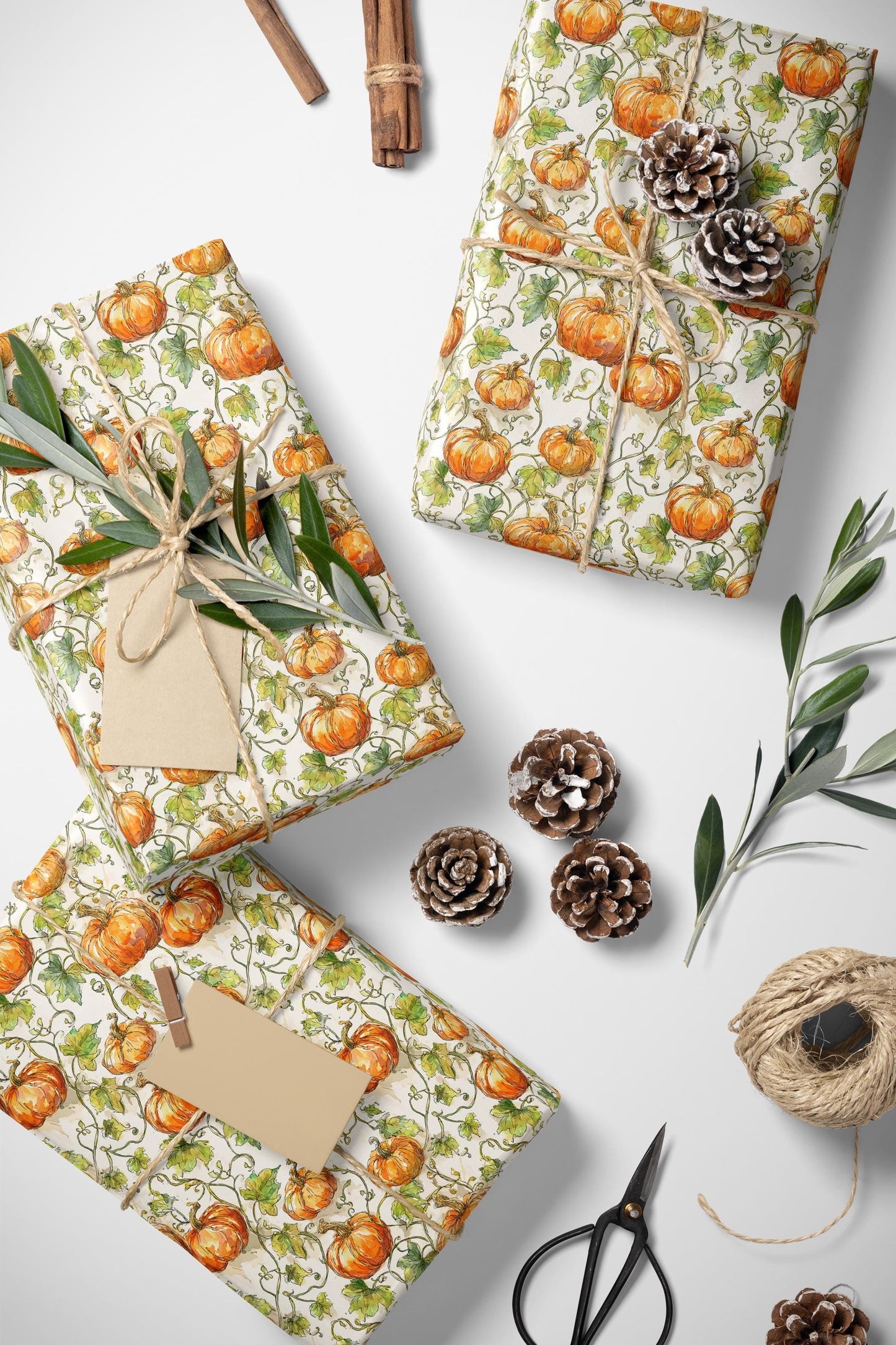 Farmers Market Wrapping Paper Roll Eco Rustic Pumpkins Design Farm Fresh Autumn Harvest Farmhouse Country Gift Wrap #88
