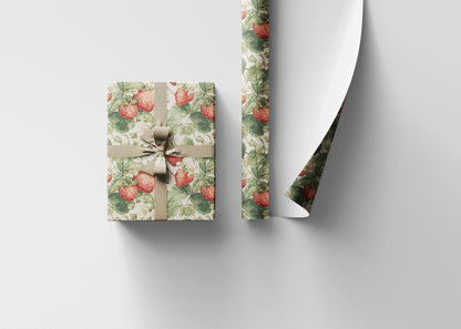 Farmers Market Wrapping Paper Roll Farm Fresh Strawberries Rustic Country Fruit Eco Friendly Farmhouse Kitchen Gift Wrap #94