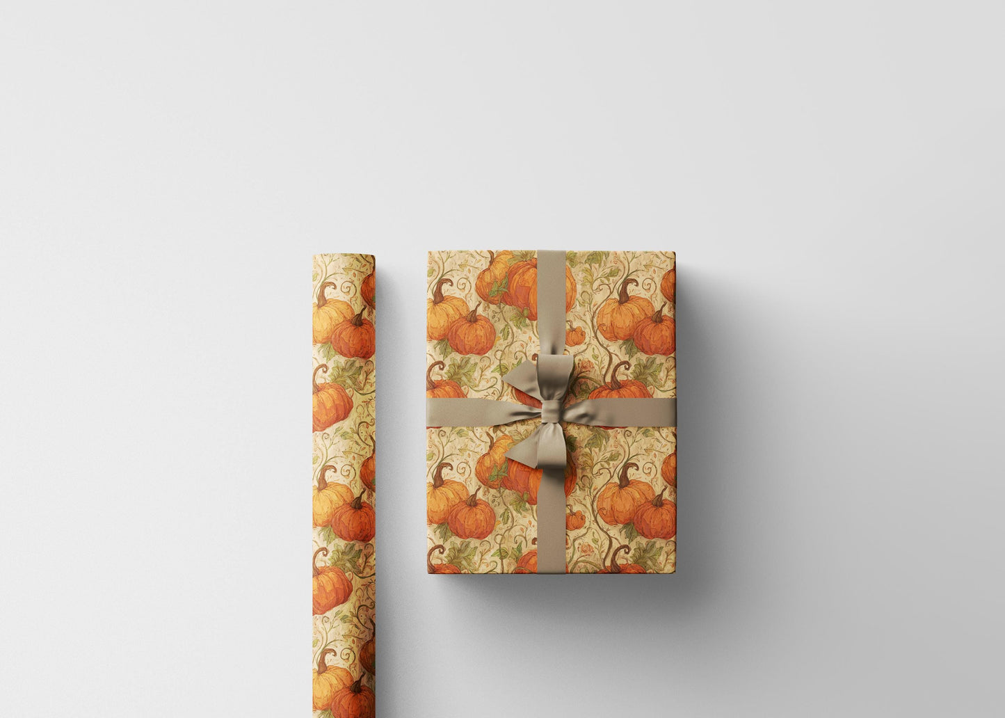 Farmers Market Wrapping Paper Roll Rustic Farmhouse Pumpkins Illustration Eco Friendly Country Kitchen Fall Gift Wrap #87